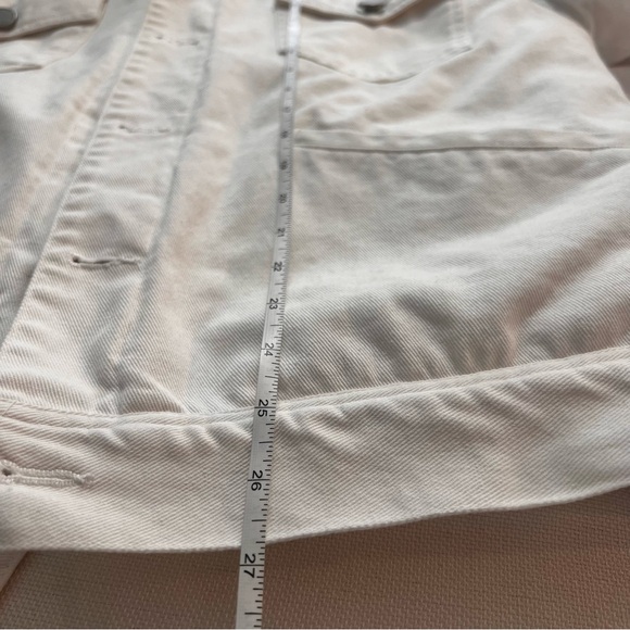 Profound Aesthetic white denim fleece lined trucker jacket | L | embroidered bk - Picture 14 of 15